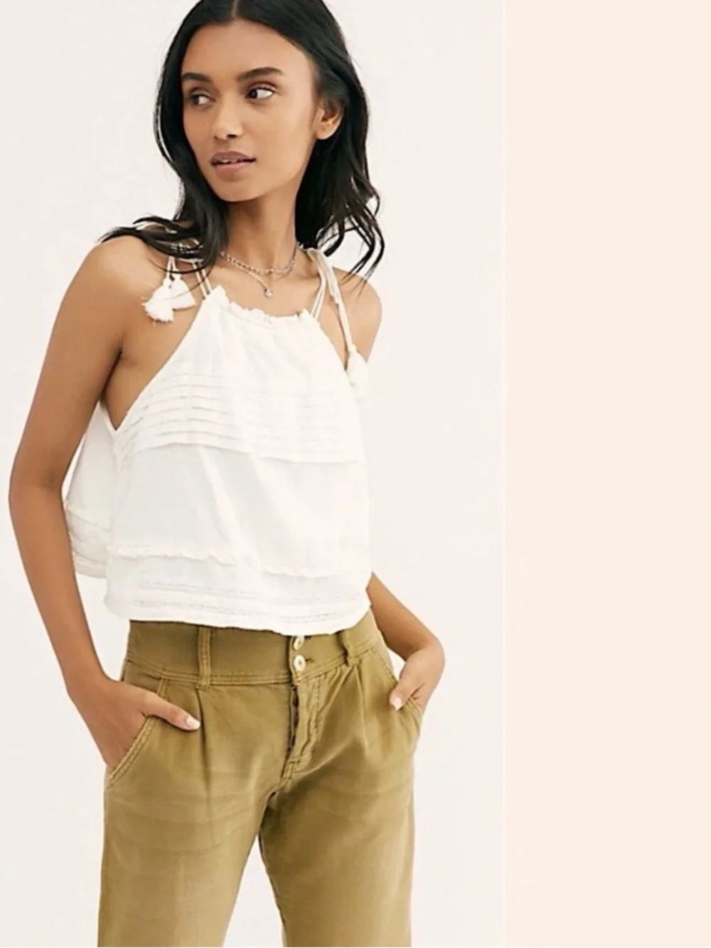 Free People Trust Me Bodysuit Top Crop White Sz XS